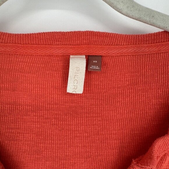 Anthropologie Pilcro Shirt Women’s xs orange ruffle fall blouse relaxed casual - Picture 2 of 6